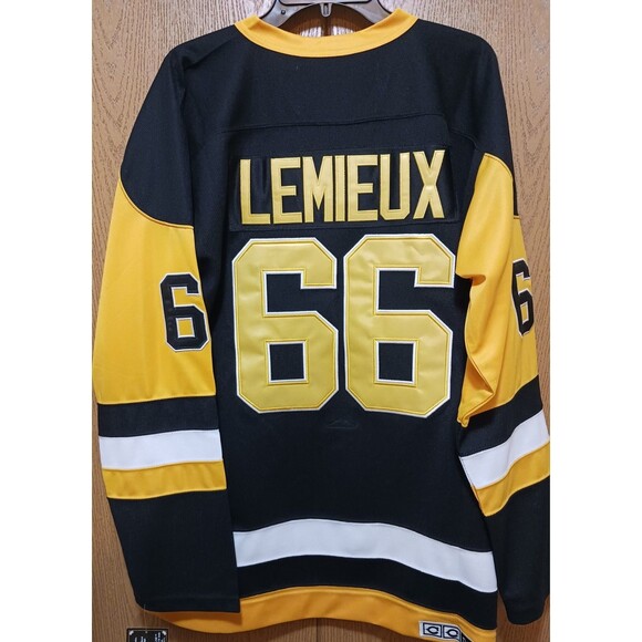 Mario Lemieux (CCM)-(Penguins)-(Yellow)-(Jersey)-(New Cond.)-(Size:XL)-$110.00 - Picture 5 of 12